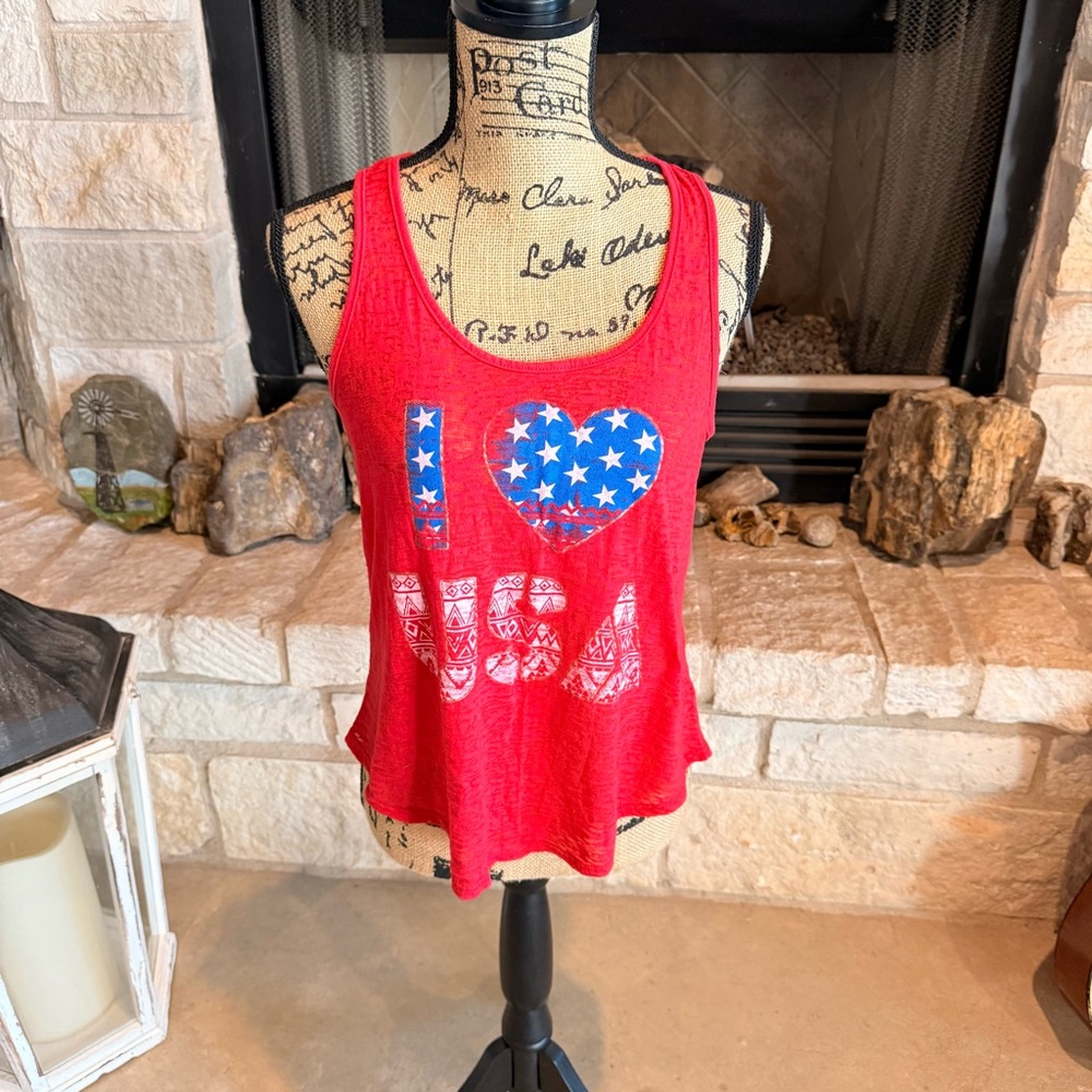 Source Unknown Red I Love USA Tank Top